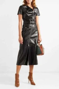 NOORA trench da donna di tendenza e abito slim fit, vero cappotto in pelle d'agnello - Foto 1 di 8