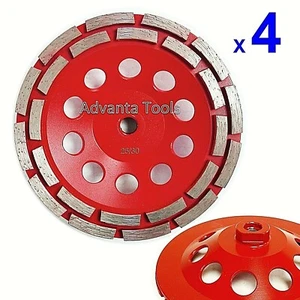 4PK 7" Double Row Concrete Grinding Cup Wheel - 25/30 Grit Diamond 24seg 5/8”-11 - Picture 1 of 6