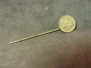 Genuine 1907 Panama Half Cent Coin Top Vintage Stickpin Gold tone Metal color - Picture 1 of 3