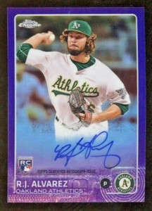 2015 TOPPS CHROME RC PURPLE REFRACTOR AUTO R J ALVAREZ /250 