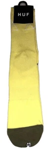 HUF Crew Socks 1 Pair Men OSFM / One Size Fits Most Yellow Green w Triangle Logo - Picture 1 of 8