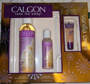 CALGON VANILLA SWIRL BODY SPRAY MIST LIP GLOSS & LOTION LOT GIFT SET NIB - Picture 1 of 1