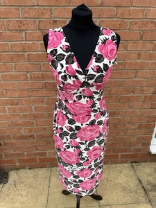 Phase Eight rose print stretchy pencil wiggle evening party cocktail dress sz 10 - Picture 1 of 9