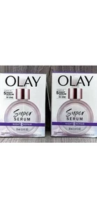 NEW x2 Olay Super Serum 5-in-1 Serum NIGHT REPAIR W/ Peptides (1.0 fl oz each) - Picture 1 of 4