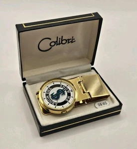 Clip para dinero enchapado en oro Colibri con esfera de reloj nuevo en caja muéstrame el dinero - Imagen 1 de 9