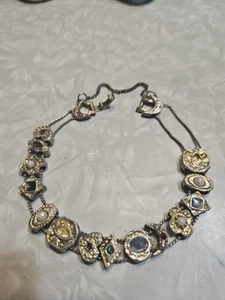 Vtg Victorian Revival Slide Bracelet Goldtone 8" *Read* - Picture 1 of 6