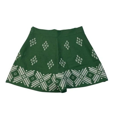 Zara Green Embroidered High Waist Shorts Women’s Small Boho Cottagecore - Image 1 of 4