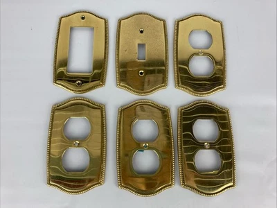 VINTAGE BRASS LIGHT SWITCH Cover Wall Outlet Plate FORGED SOLID Rope Trim - Image 1 of 4