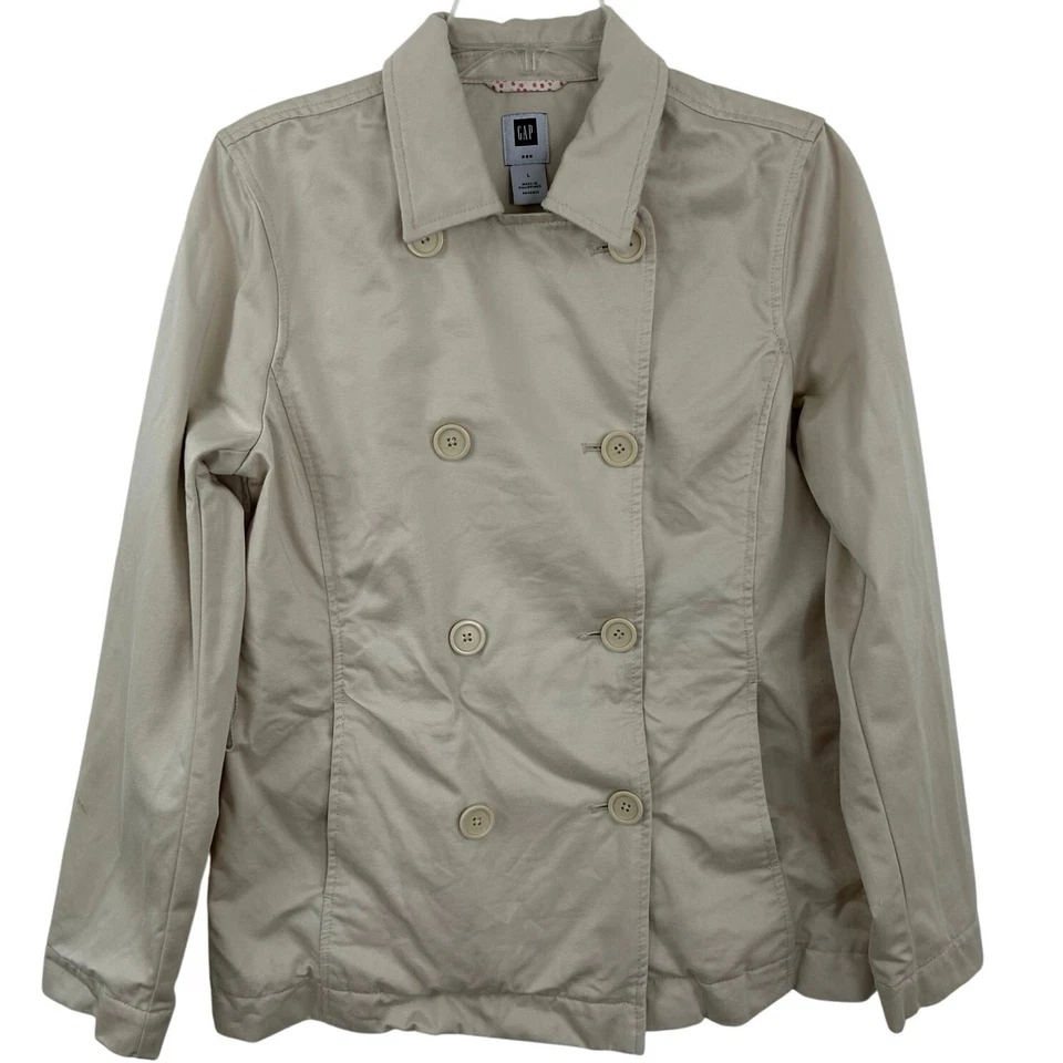 Gap Women Y2K Peacoat Jacket Cream Neutral Minimalist Preppy Cottage Size Large - Image 1 of 4