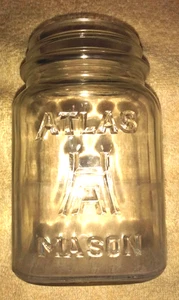 Hazel Atlas HA H Over A Square Mason Pint Canning Fruit Jar - Picture 1 of 4