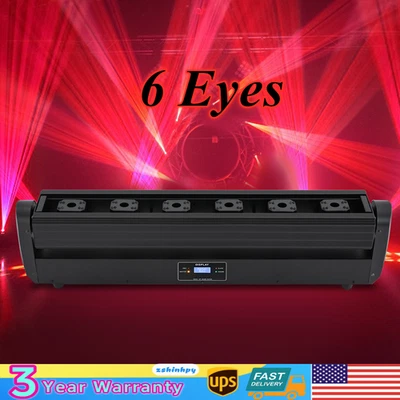 Laser Moving Head Light Bar 6x500mw 6 Eyes Stage Beam DJ Disco Party Light - Image 1 of 4