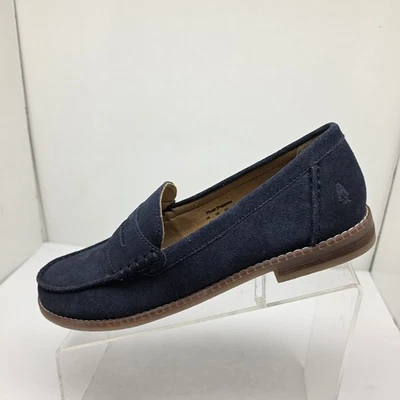 Mocassim feminino Hush Puppies couro camurça azul tamanho 9 M - Imagem 1 de 4