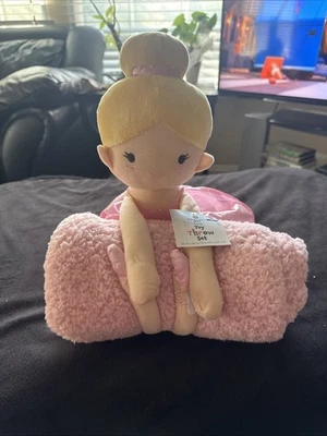 Comfort Bay Toy Throw Set Pink Ballerina Plush with Throw Blanket 30" x 40" New - Image 1 of 4