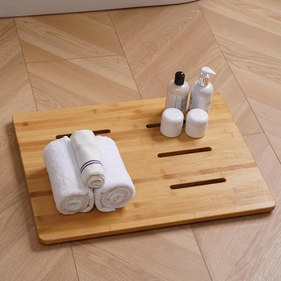 Alfombra de ducha de bambú para baño - Alfombra de baño antideslizante de madera, resistente al agua duradera... Foto 1 de 4