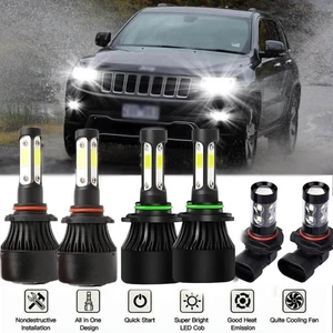 For Jeep Grand Cherokee 2005-2010 LED Headlight Hi/Lo Beam + Fog Light Bulbs Kit - Picture 1 of 22