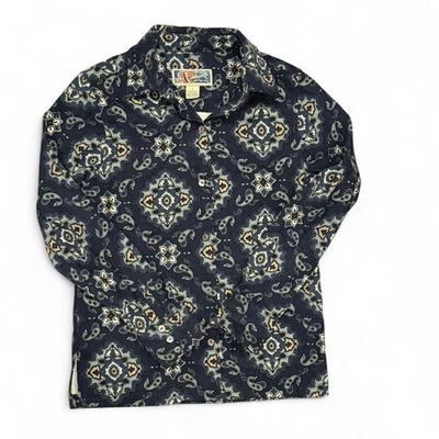 Camisa para mujer La Cabana abotonada poliéster estampado cachemir azul marino manga larga S Foto 1 de 4