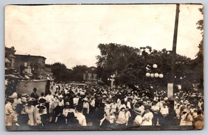 Street Scene Large Crowd Fair? Columbia City Indiana IN c1910 Real Photo RPPC - Picture 1 of 2