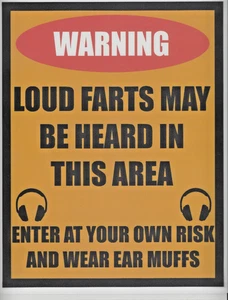 Set of 2 "WARNING LOUD FARTS MAY BE HEARD IN THIS AREA" 9x11.5 Laminated Signs - Picture 1 of 1