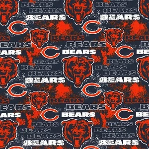 Tela de algodón azul no tan sólida con logotipo de los Chicago Bears de la NFL por yarda 70236-DK - Imagen 1 de 1