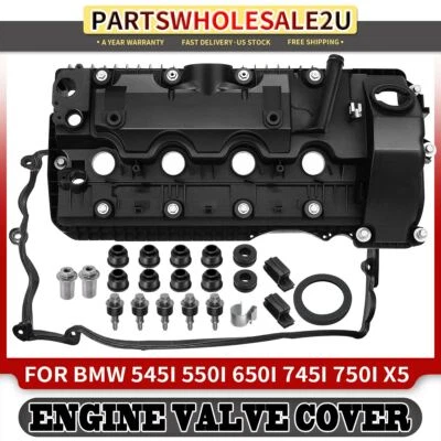 Right Engine Valve Cover w/ Gasket for BMW 545i 550i 650i 745i 750i Alpina B7 X5 - Image 1 of 4
