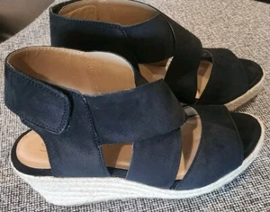 Sandalia alpargata Soul Naturalizer Oshay cuña mujer talla 8 cuero negro - Imagen 1 de 9