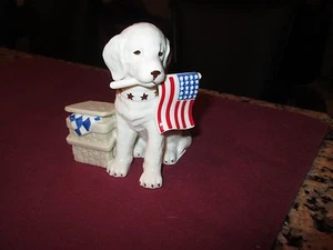 Lenox Patriotic Golden Retriever Puppy Dog Figurine New in Box 3.75" - Picture 1 of 2