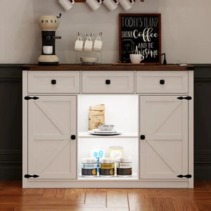 Dystler Buffet Sideboard Kitchen Storage Cabinet Cupboard w/ Doors White - Picture 1 of 8