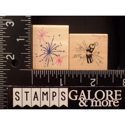 PSX Rubber Stamps 4th JULY PARTY FIREWORKS DYNAMITE PATRIOTIC CELEBRATE #1376 - Image 1 of 2