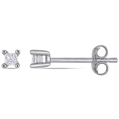 Amour Sterling Silver 1/10CT TDW Diamond Solitaire Earrings - Image 1 of 4