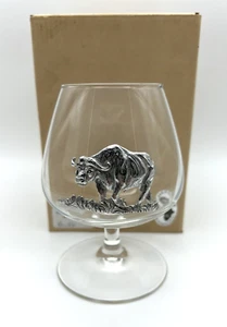 De colección 1999 Makoulpa Sudáfrica Peltre Agua Búfalo Brandy Resniftor Vidrio en Caja - Imagen 1 de 8