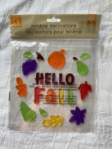 NEW HELLO Fall Harvest Autumn 22 pc Window Gel Clings Stickers Pumpkin Leaves! - Picture 1 of 1