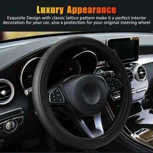 Cubierta de volante de coche PU negra universal de 15" para buen agarre accesorios para automóviles - Imagen 1 de 12