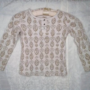 Disney Princess Girls Henley Thermal Longsleeve Shirt White Gold Size S (5/6) - Picture 1 of 7