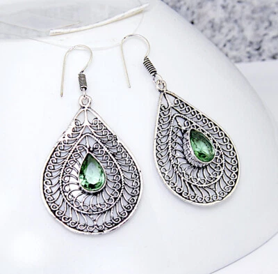 Ohrringe bemerkenswert Damenohrringe Filled Sterling Silber 925 Edelstein Pridot - Bild 1 von 2