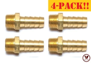 4-PACK! NEW!! 1/4"X1/8" Brass MALE NPT Barb Hose Straight Fitting 125-4A - Picture 1 of 4