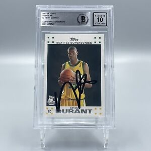 Kevin Durant Signed 2007-08 Topps Rookie Set #2 Card RC Beckett BAS 10 Auto