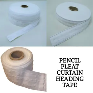 CURTAIN HEADING HEADER TAPE PENCIL PLEAT WHITE  1 inch  2 inch  3 inch - Picture 1 of 4