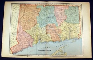 1907 State of Connecticut Color Map - Picture 1 of 5