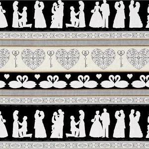I Do Wedding Stripe Black 100% Cotton Fabric by The Yard - Picture 1 of 1
