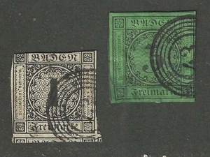 SELLOS DE BAÑO #6-7-- BISCHOFSHEIM & FREIBERG -- 1853 -- USADOS - Imagen 1 de 2