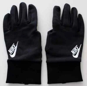 Nike Club Fleece Gloves Women's Medium Embroidered Logo Black/White - Picture 1 of 3