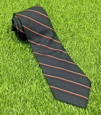 Gravata John Henry masculina vintage azul marinho vermelha listra branca 3" X 54" - Imagem 1 de 4