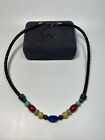 Carolyn Pollack Sterling Silver Multistone Lapis Coral Beaded Leather Necklace