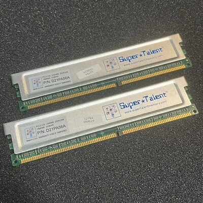 2pcs Super Talent D21PA56A 256MB DDR 266MHZ PC2100 184-PIN MEMORY - Image 1 of 4