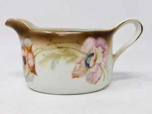 Antigua jarra VP Vessra Alemania diseño amapola crema porcelana dorada de 1910 - Imagen 1 de 9
