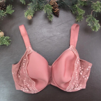 elomi Bra 34D Pink Underwire Unlined Adjustable Clasp Back - Image 1 of 4