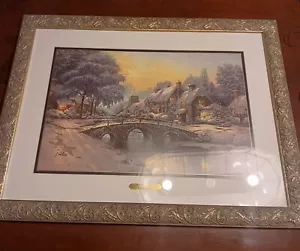 Thomas Kinkade 4095/20k Cobblestone Christmas 29" x 22" Serigraph Painting - Picture 1 of 6