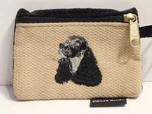 Cocker Spaniel Embroidered Zip-Top Change / Card Case + Key Ring, U.S.A. - Picture 1 of 3