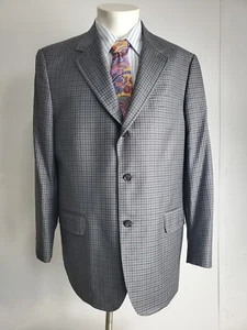 J Press Mens Sport Coat 42 R Wool Plaid Check Three Buttons Single Vented Blazer - Picture 1 of 20