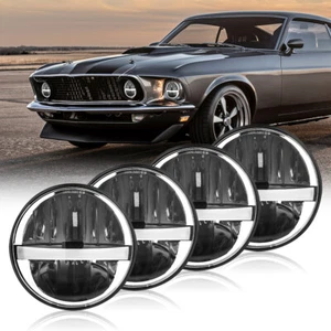 5.75" 5-3/4 4pc LED Headlights Hi/Lo Projector Sealed Beam for Ford Mustang 1969 - Picture 1 of 11